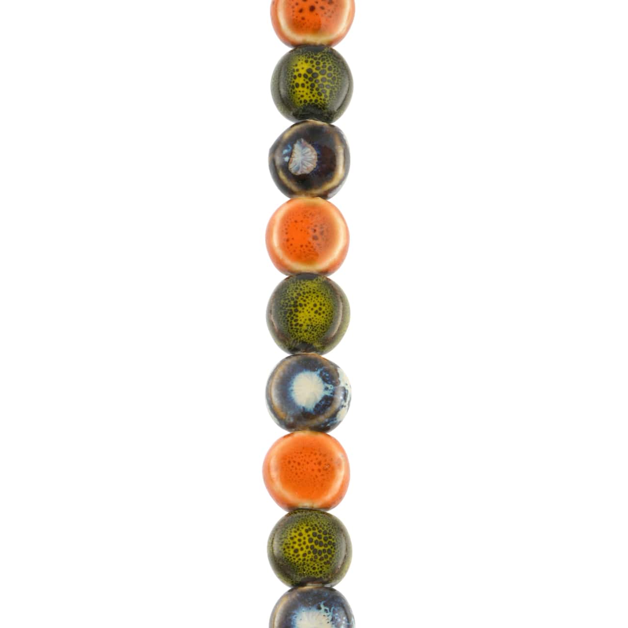12 Packs: 17 ct. (204 total) Khaki, Orange & Blue Ceramic Coin Beads, 10.5mm by Bead Landing™